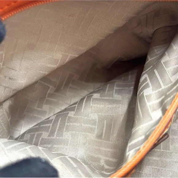 Cole Han Gray Canvas Orange Leather Barrel Satchel - Picture 6 of 16